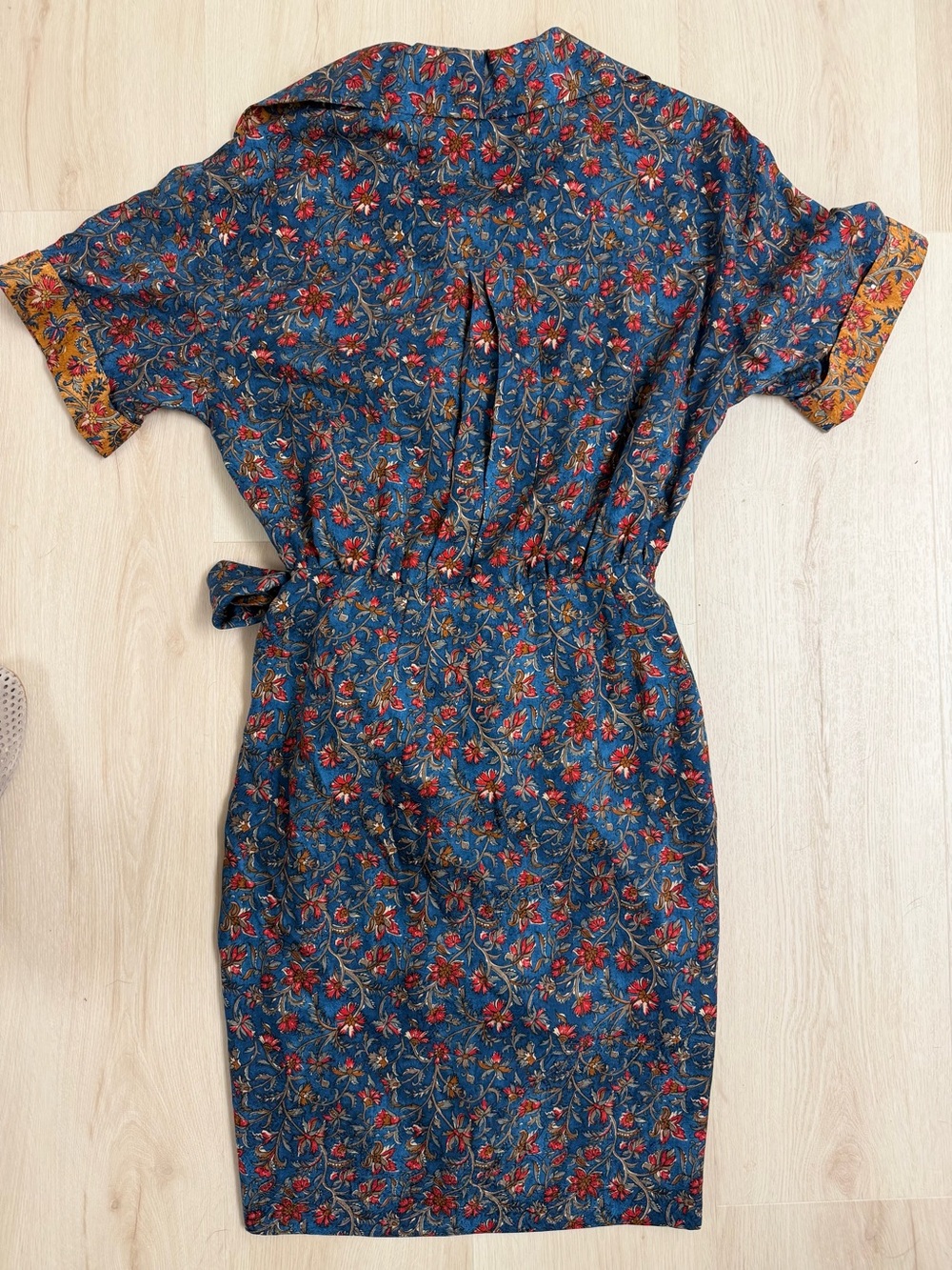 Vintage Liz Claiborne 100% Silk Dress 80s 90s Boho Floral Shirtwaist Wrap - Picture 7 of 9